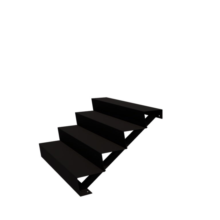 Escada de exterior em aço - 4-degrau - 96 x 120 x 68 cm - RAL9005 fosco (preto)