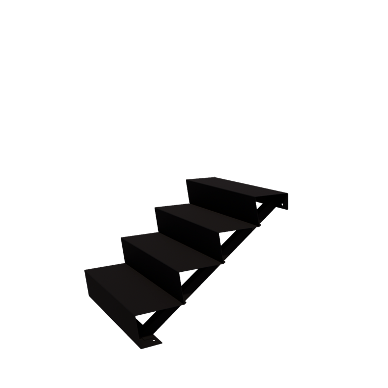 Escada de exterior em aço - 4-degrau - 96 x 80 x 68 cm - RAL9005 fosco (preto)