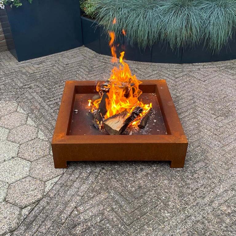 Braseiro em aço corten Detroit (quadrado) (Até fim de stock!)