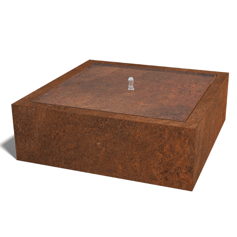 Fonte de água em aço corten 120 x 120 x 40 cm