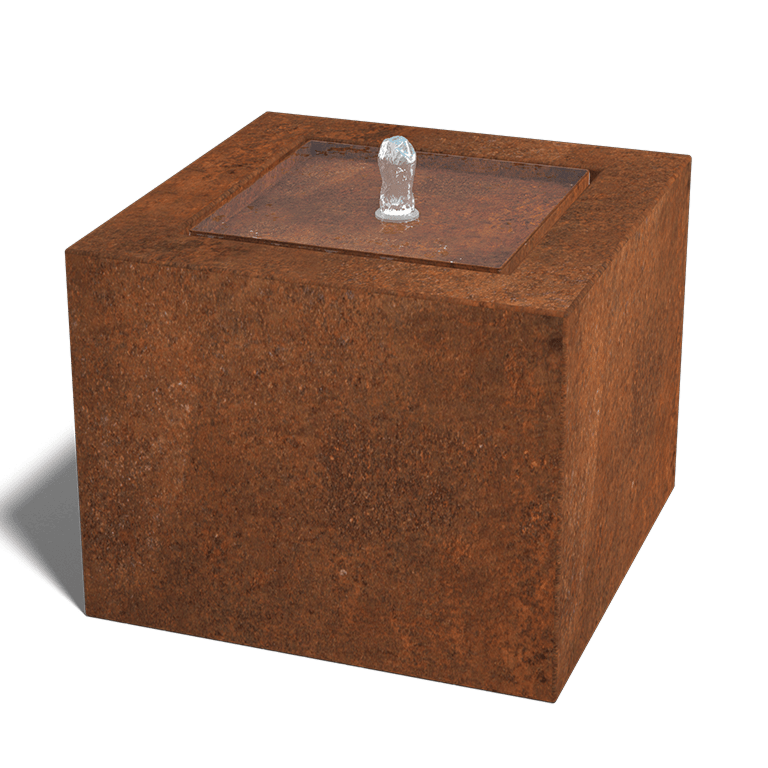 Fonte de água em aço corten 50 x 50 x 40 cm