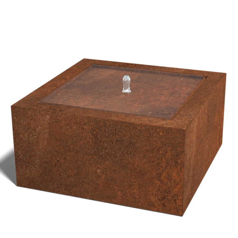 Fonte de água em aço corten 80 x 80 x 40 cm