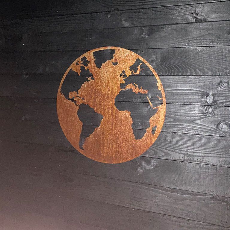 Decoração de paredes em aço corten Mapa-mundo