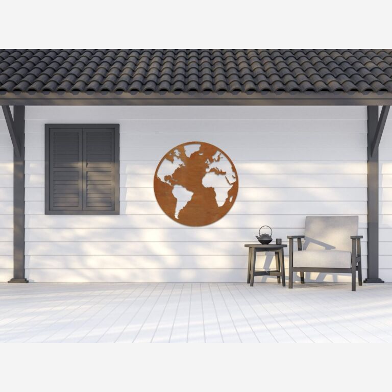Decoração de paredes em aço corten Mapa-mundo