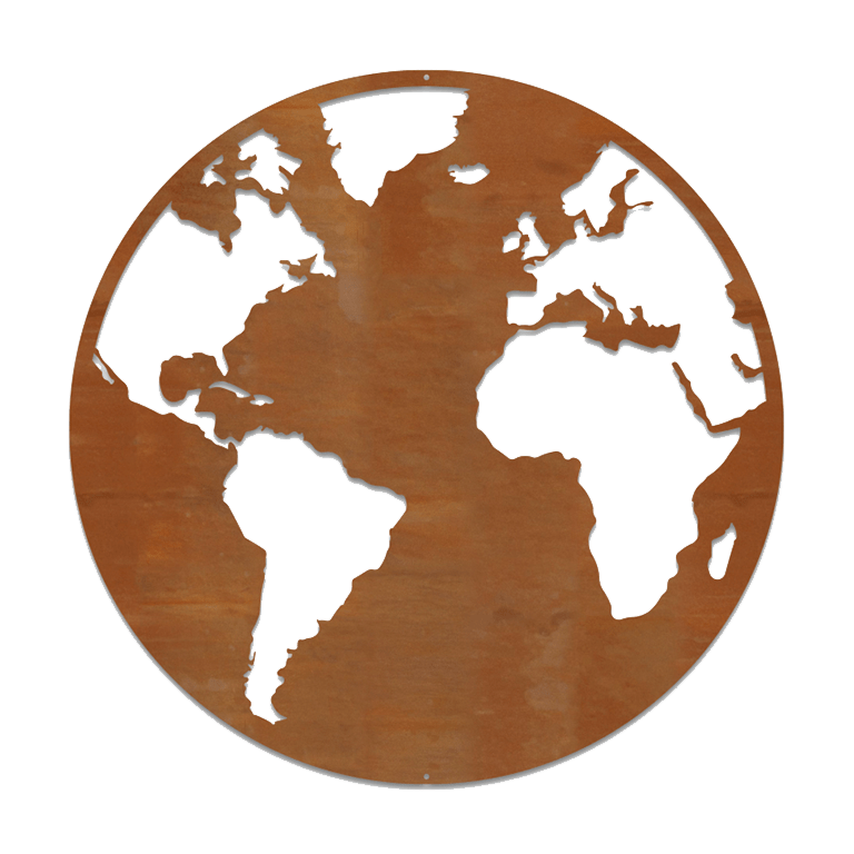 Decoração de paredes em aço corten Mapa-mundo