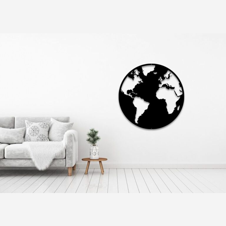 Decoração de parede em metal Mapa-mundo