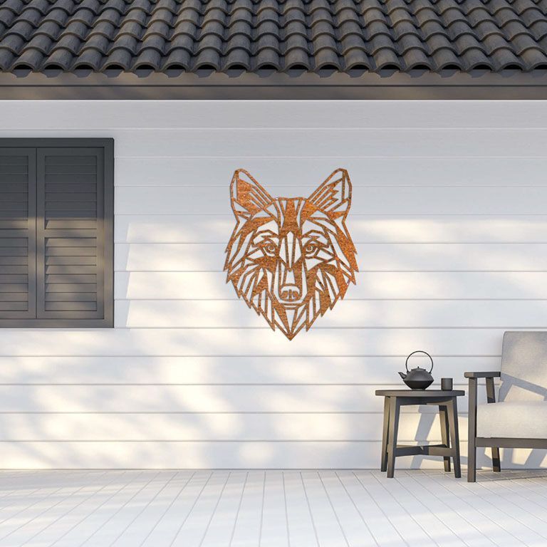 Lobo Decoração de paredes em aço corten 1.0