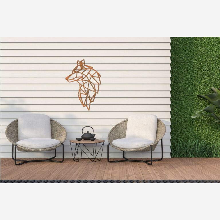 Lobo Decoração de paredes em aço corten 2.0
