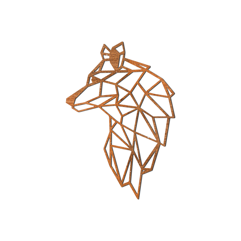 Lobo Decoração de paredes em aço corten 2.0