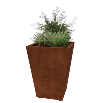 Floreira soldada cônica em aço corten 60 x 60 x 80 cm