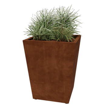 Floreira soldada cônica em aço corten 80 x 80 x 100 cm