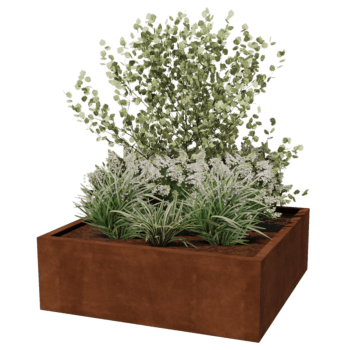 Floreira soldada em aço corten Montana 120 x 120 x 40 cm