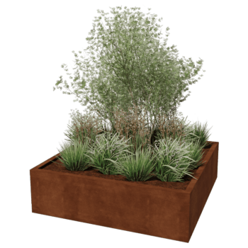 Floreira soldada em aço corten Montana 140 x 140 x 40 cm