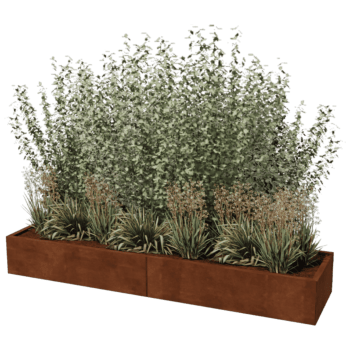 Floreira em aço corten Texas xxl 240 x 60 cm