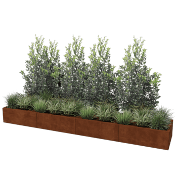 Floreira em aço corten Texas xxl 320 x 60 cm