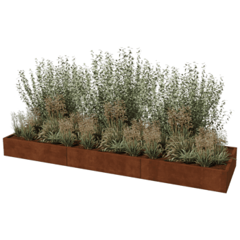 Floreira em aço corten Texas xxl 360 x 100 cm