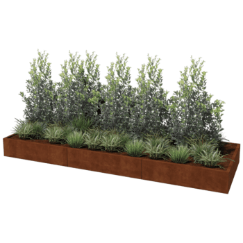 Floreira em aço corten Texas xxl 360 x 120 cm