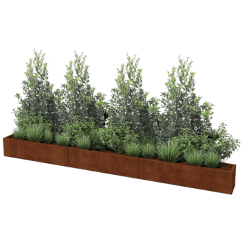 Floreira em aço corten Texas xxl 360 x 30 cm
