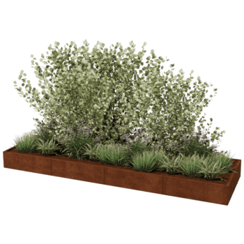 Floreira em aço corten Texas xxl 400 x 120 cm