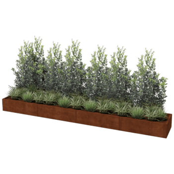 Floreira em aço corten Texas xxl 400 x 60 cm