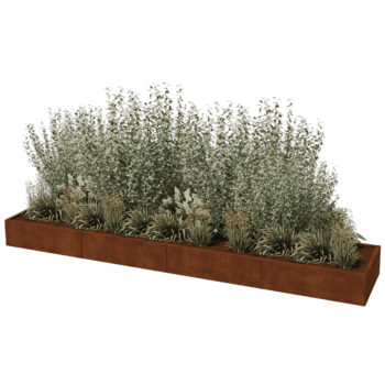 Floreira em aço corten Texas xxl 400 x 80 cm