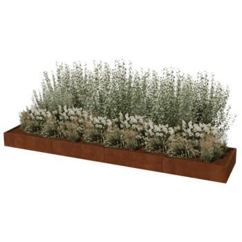 Floreira em aço corten Texas xxl 480 x 100 cm