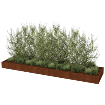 Floreira em aço corten Texas xxl 480 x 120 cm