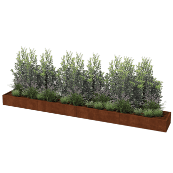 Floreira em aço corten Texas xxl 480 x 60 cm