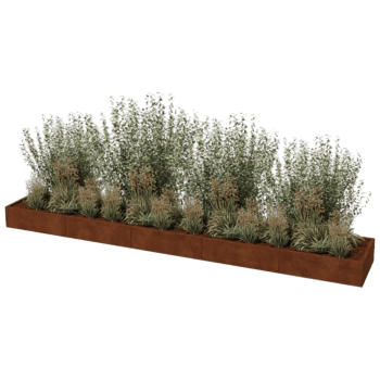 Floreira em aço corten Texas xxl 500 x 80 cm