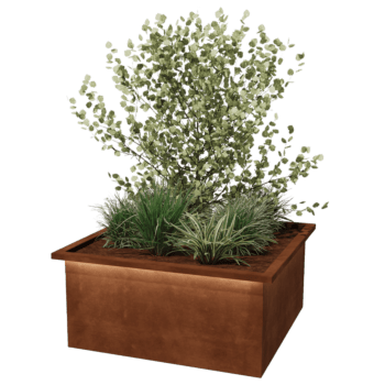 Floreira soldada em aço corten com LED Alabama 100 x 100 x 50 cm