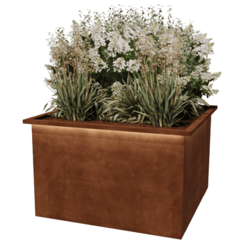 Floreira soldada em aço corten com LED Alabama 120 x 120 x 80 cm