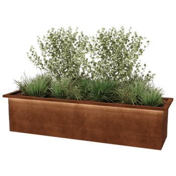 Floreira soldada em aço corten com LED Alabama 200 x 50 x 50 cm