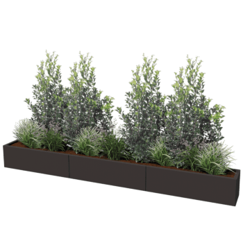 Floreira aço revestido a pó Texas xxl 300 x 30 cm