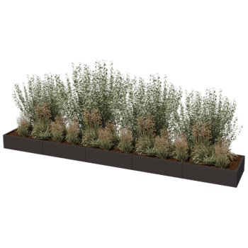 Floreira aço revestido a pó Texas xxl 500 x 80 cm