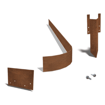 Borda achatada em aço corten FLEX 13 cm conjunto completo por 24 metros