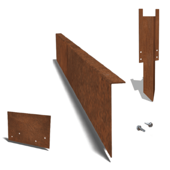 Conjunto completo de borda fixa em aço corten de 22 cm por 15 metros