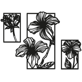 Flores decoração de parede em metal 3 partes