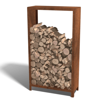 Arrumação para madeira em aço corten Indiana 180 x 100 x 40 cm