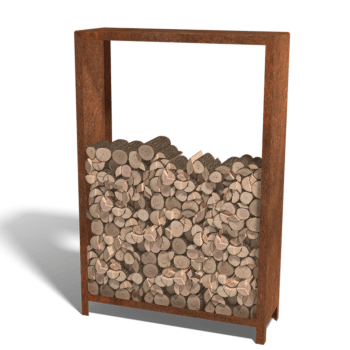 Arrumação para madeira em aço corten Indiana 180 x 120 x 40 cm