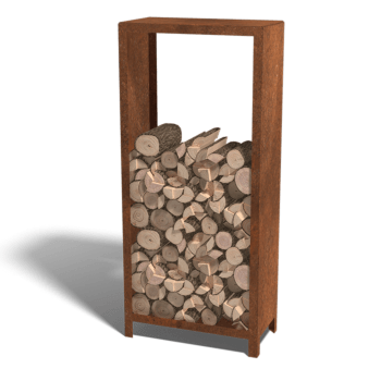 Arrumação para madeira em aço corten Indiana 180 x 80 x 40 cm