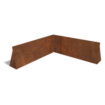 Muro de contenção de canto interior em aço corten 100 x 100 cm (altura 40 cm)