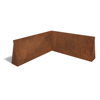 Muro de contenção de canto interior em aço corten 100 x 100 cm (altura 50 cm)