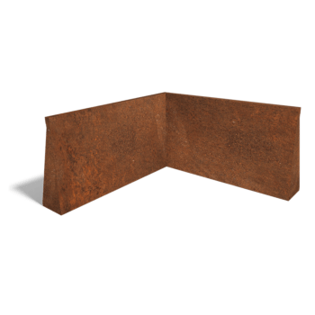 Muro de contenção de canto interior em aço corten 100 x 100 cm (altura 60 cm)