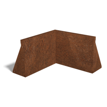 Muro de contenção de canto interior em aço corten 50 x 50 cm (altura 40 cm)