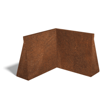 Muro de contenção de canto interior em aço corten 50 x 50 cm (altura 50 cm)