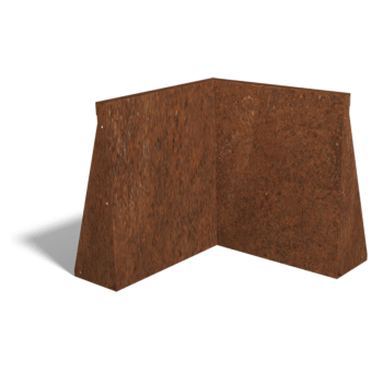 Muro de contenção de canto interior em aço corten 50 x 50 cm (altura 60 cm)