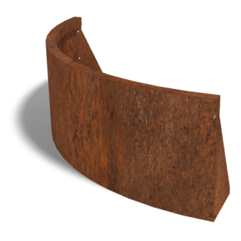 Muro de contenção curvo exterior em aço corten 100 x 100 cm (altura 40 cm)