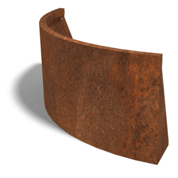 Muro de contenção curvo exterior em aço corten 100 x 100 cm (altura 50 cm)