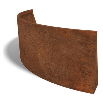 Muro de contenção curvo exterior em aço corten 150 x 150 cm (altura 60 cm)