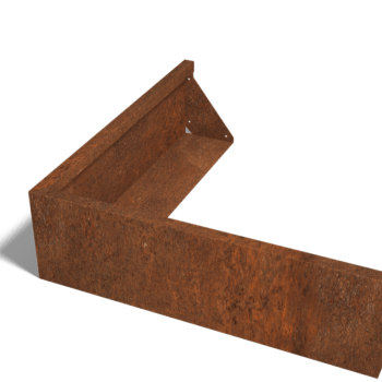 Muro de contenção de canto exterior em aço corten 100 x 100 cm (altura 30 cm)